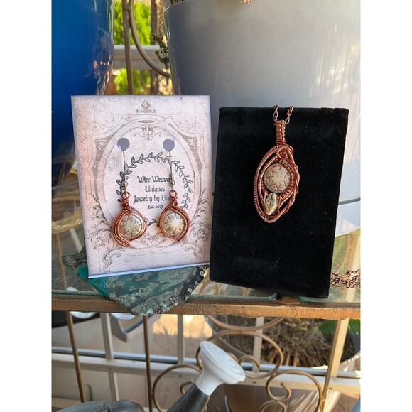 Wire Wrap Jewelry Set, Czech Glass, WireWeavedUniques - Picture 3 of 10